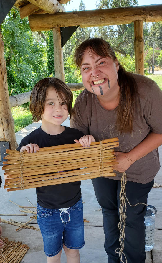 Stephanie Craig with tule mat making