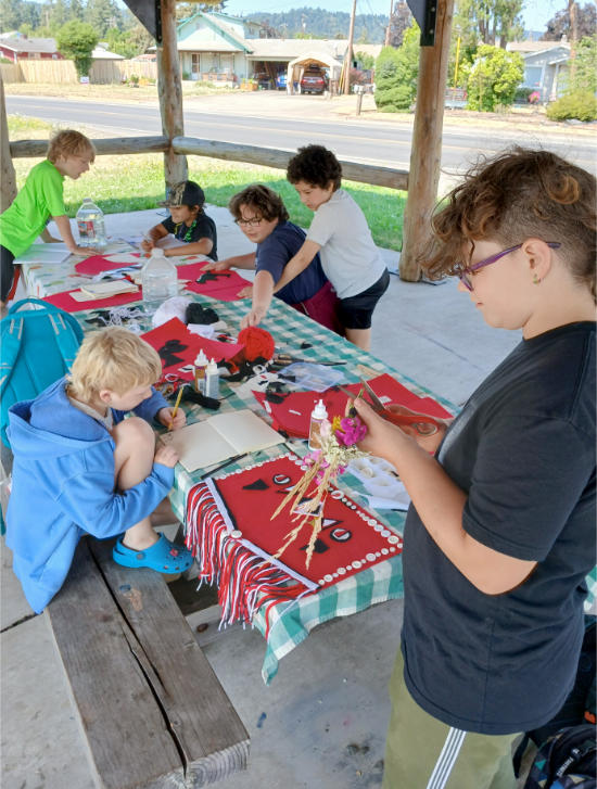 button blanket making at summer camp