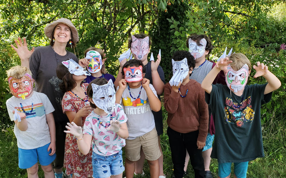 kids in masks at summer camp